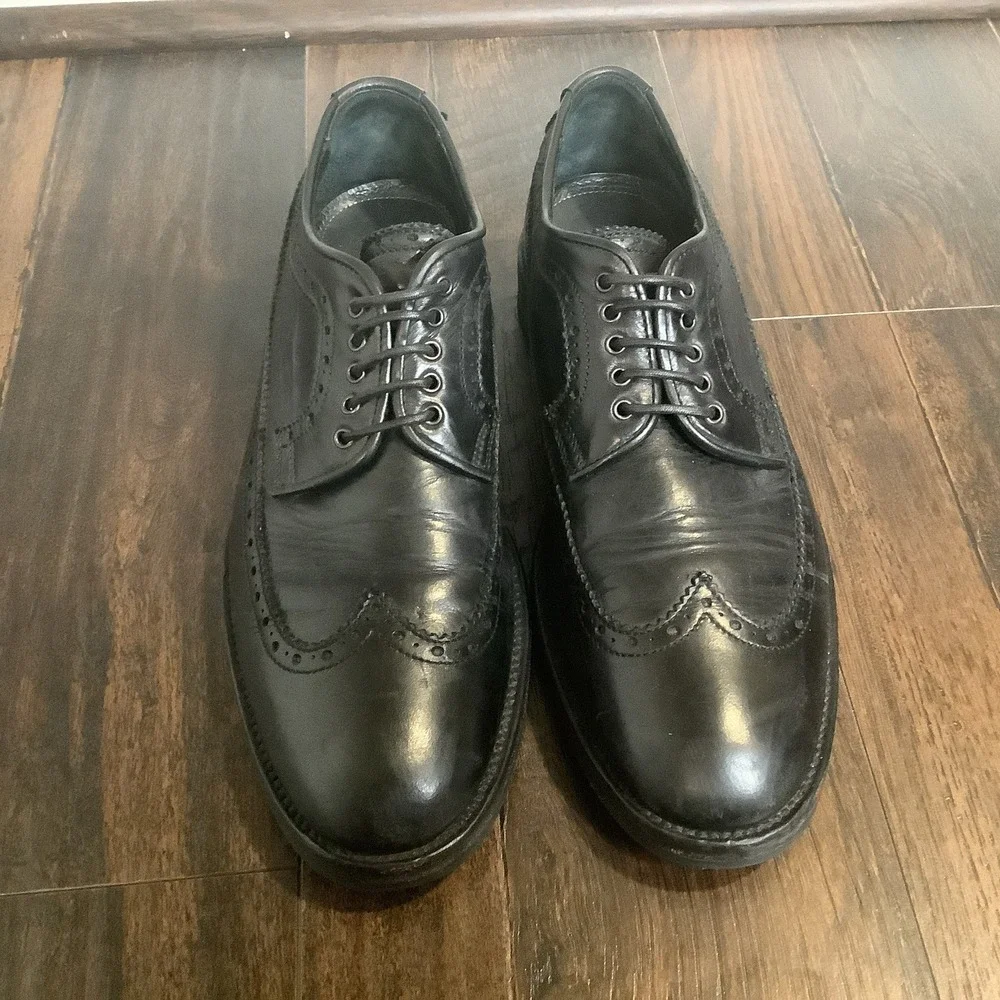 Aquatalia Made In Italy Men's Leather Wingtip Oxford Shoes Black Size 10